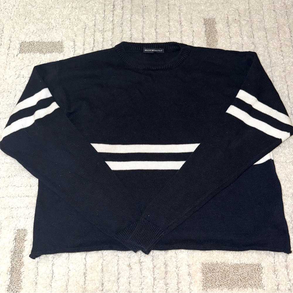 Brandy Melville | OSFA Navy and White Striped Sweater